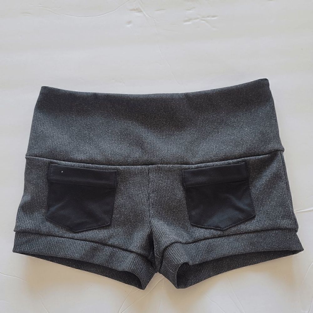 California Kisses juniors charcoal high waisted swim shorts pockets size S slim - Picture 3 of 6